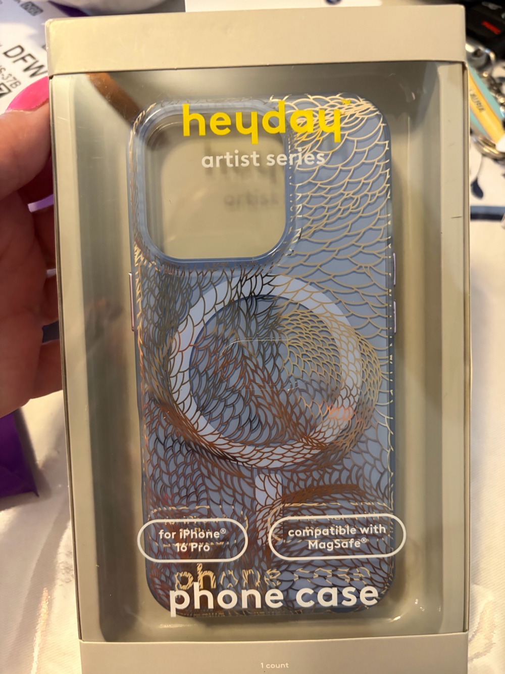 heyday Artist Series Blue & Gold iPhone 16 Pro Case - MagSafe Compatible